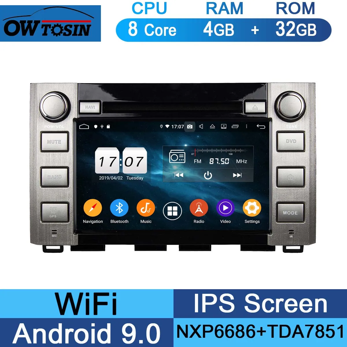 32G " ips 1920*1080 8 Core 4G ram+ 64G rom Android 9,0 автомобильный dvd-плеер для Toyota Sequoia Tundra DSP радио gps Parrot BT - Цвет: 32G