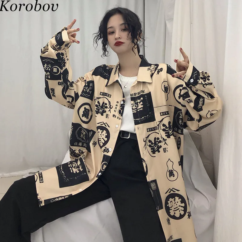 Korobov Harajuku Новое поступление женские топы корейские с мультяшным принтом