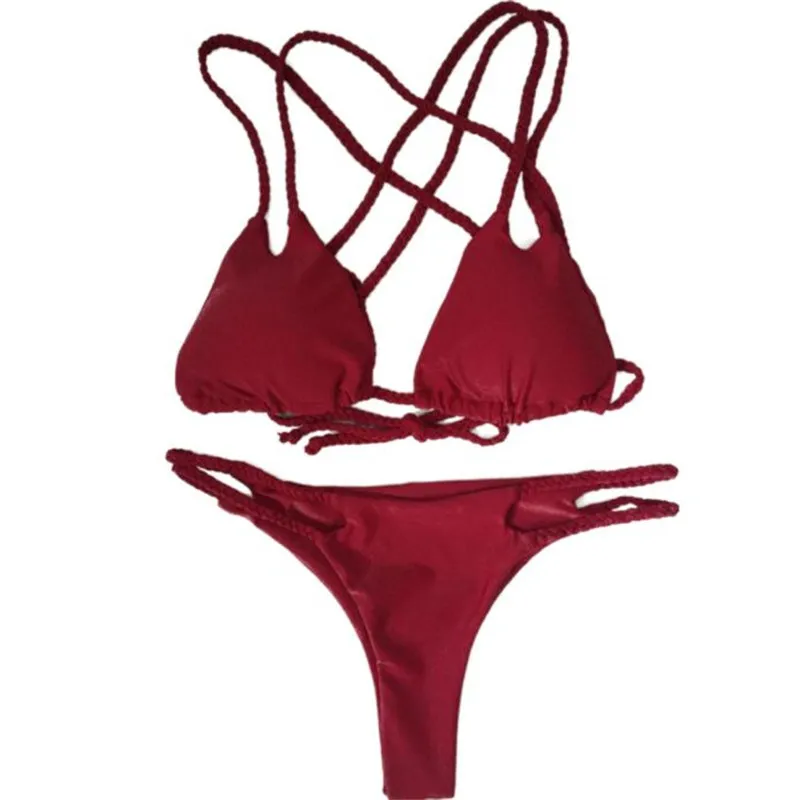 snowshine3 YLSW Sexy pure red bikini swimsuit beach | Женская одежда