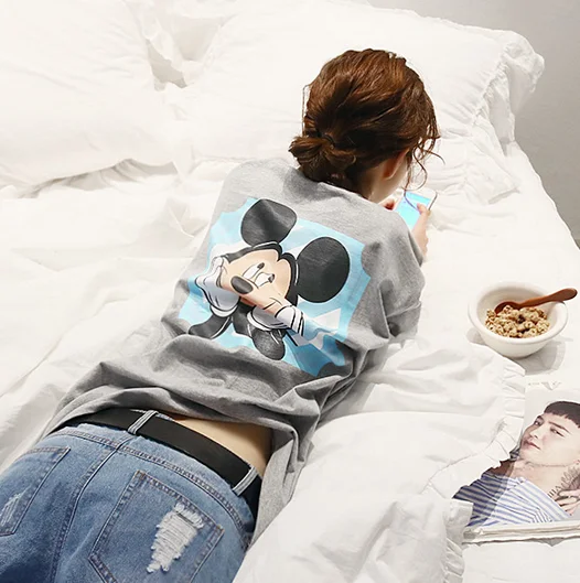 OL S XL мультфильм печати женская летняя футболка основной повседневное Femme