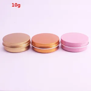 10 г пустые Заправляемый алюминиевый баночки из розового золота, серебра, металла, олова, Batom, крем, лосьоны, косметическая упаковка для поделок, 50 шт.