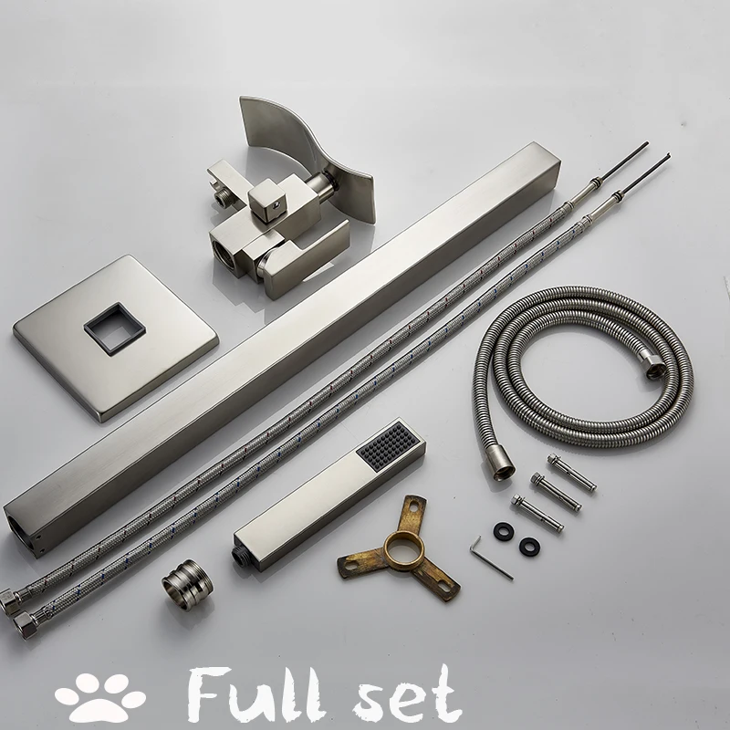 Никель ванная комната раковина кран напольный Водопад ванна смесители отдельно