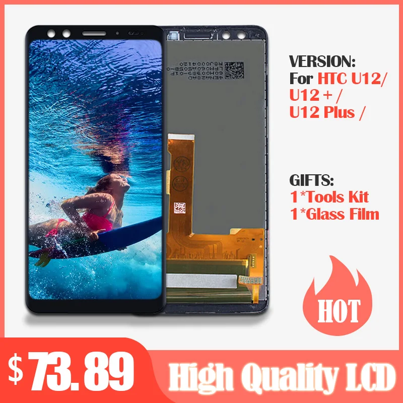 Для 6," htc U12+/U12 Plus ЖК-экран+ сенсорная панель дигитайзер экран для htc U12 Plus ремонтный ЖК-экран Запчасти