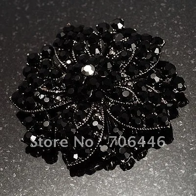 2 1 дюймовая большая черная покрытая стразами Винтажная брошь | Украшения и