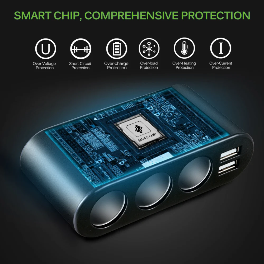 Автомобильное зарядное устройство Onever с двумя USB портами и поддержкой быстрой