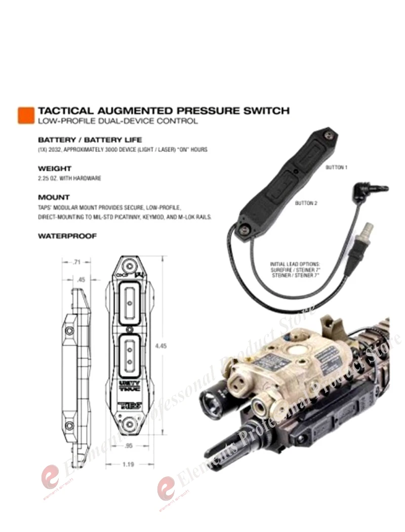 Element Airsoft PEQ 15 16A DBAL переключатель давления двойное управление оружие Armas винтовка светильник Softair IR пистолет вспышка светильник переключатель NE04040