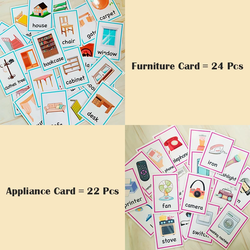 46 шт. устройство + мебель детская обучающая флеш-карта на английском языке