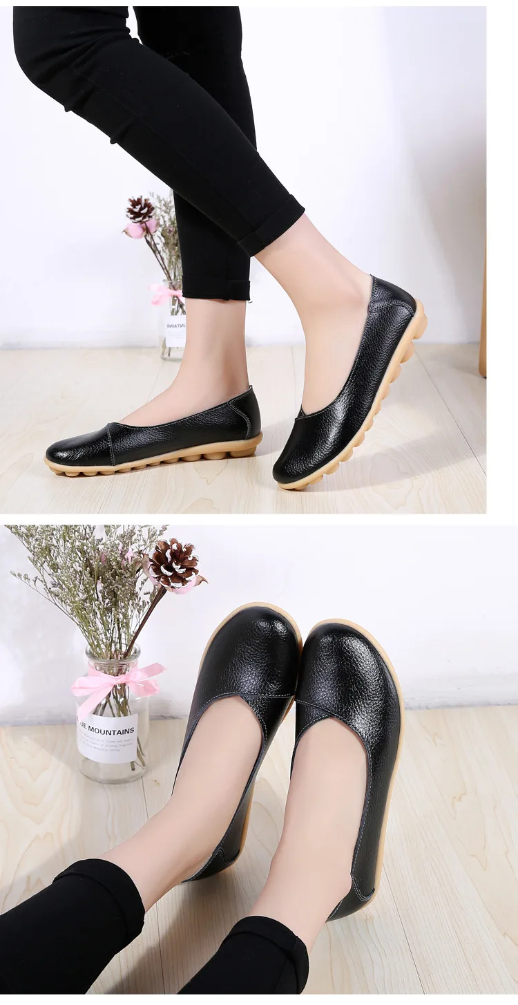 Plus size 11/12 ladies slip on loafers shoes woman trendy summer female flats white genuine leather shoes