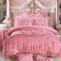 silk cotton jacquard soul mates luxury wedding bedding set lace duvet cover bedspread pillowcases queen king size 3469pcs