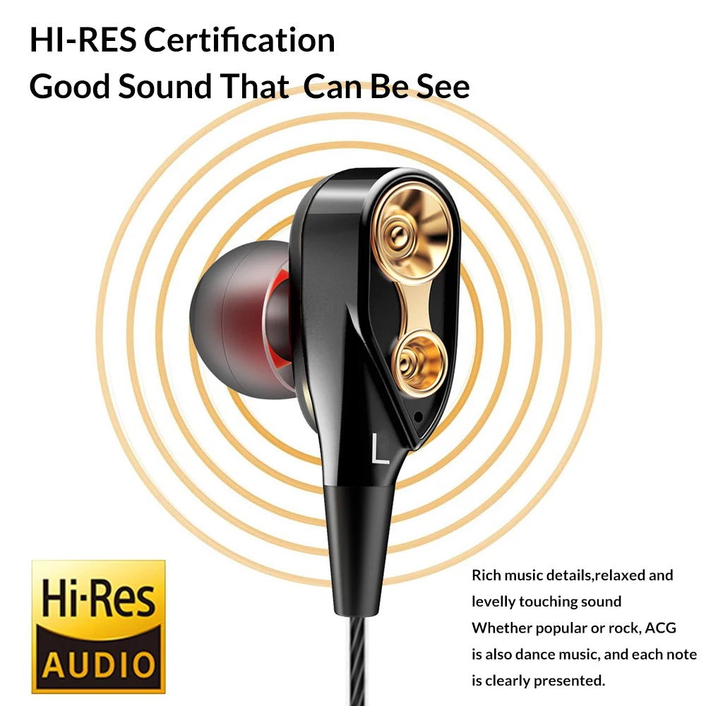 Проводные наушники TOPK для телефона с двойным драйвером Hi Fi стерео вкладыши 3 5 мм