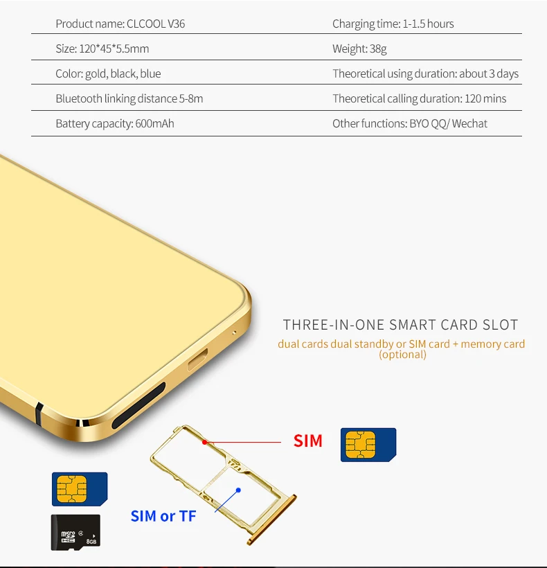 Ulcool V36 ультра тонкая карта мобильного телефона металлический корпус Bluetooth Dialer fm