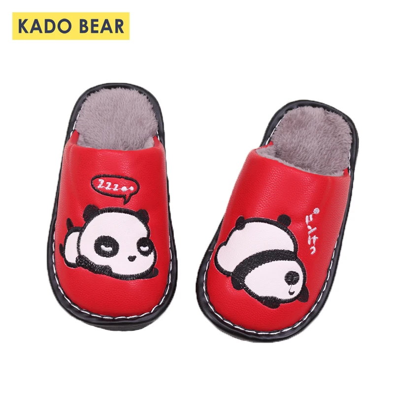 Детские кожаные хлопковые домашние зимние тапочки для маленьких мальчиков и
