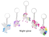 creative cartoon luminous unicorn silicone glow in dark keychain wristband bracelet popular pvc doll bag pendant jewelry gift
