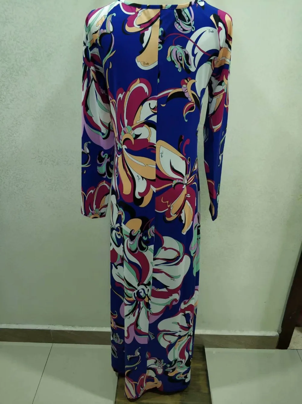 Женское длинное платье из эластичного шелка и спандекса с длинным рукавом |