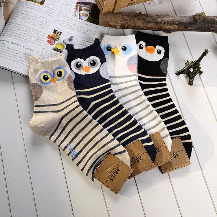 1 пара новых милых корейских носков высокого качества носки в полоску с принтом