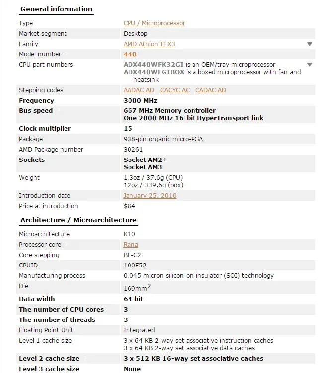 Процессор AMD Athlon II X3 440 cpu Socket AM2+ AM3 95W 3,0 GHz 938-pin трехъядерный настольный процессор cpu X3 440 socket am2+ am3