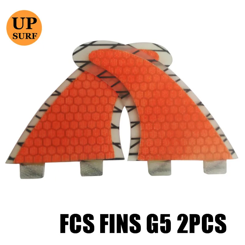 FCS G5 двойные плавники для серфинга оранжевые сотовые из углеродного волокна