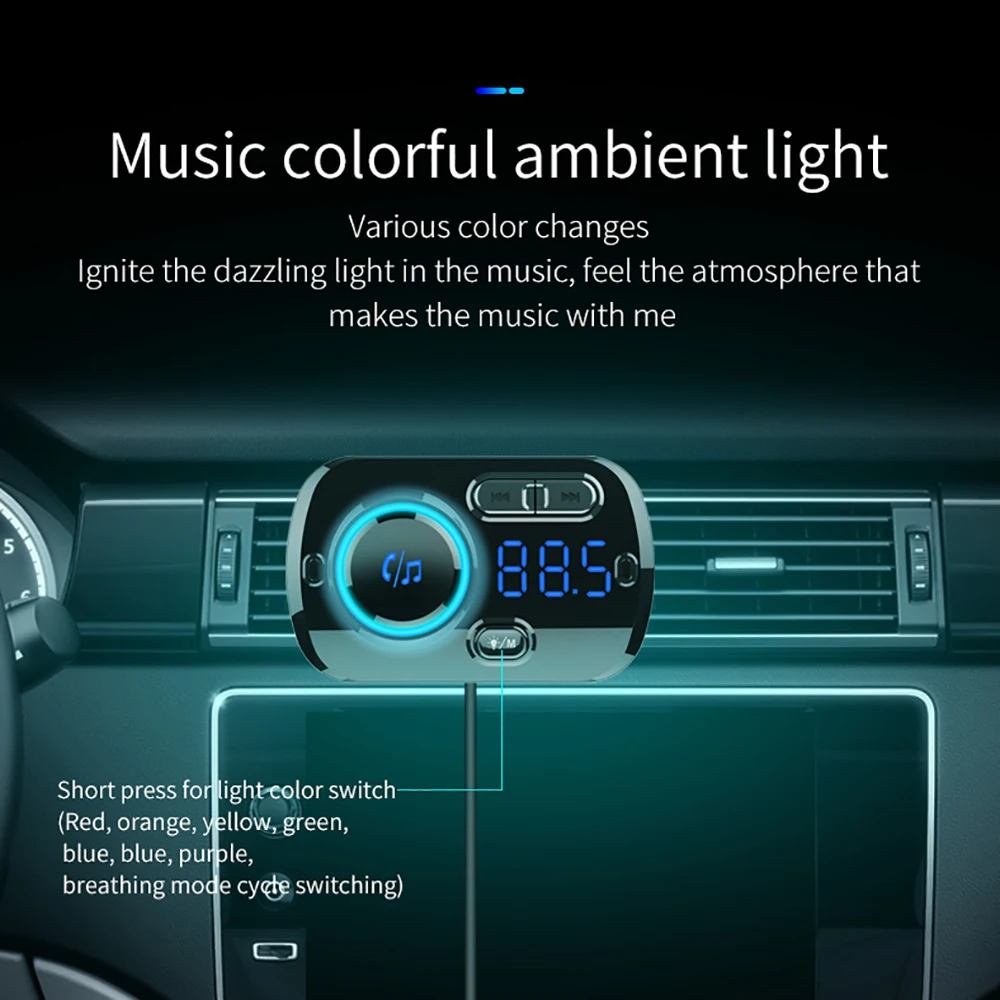 USB quick charge 3,0 Автомобильное зарядное устройство Bluetooth fm-передатчик MP3 плеер беспроводной fm-радио адаптер Поддержка 2 мобильного телефона