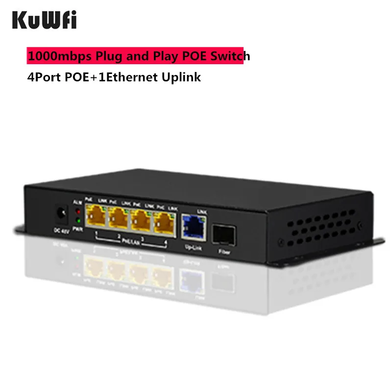 KuWfi 5 портовый коммутатор POE Ethernet 48В гигабитная сеть switchs для сетевых ip камер или