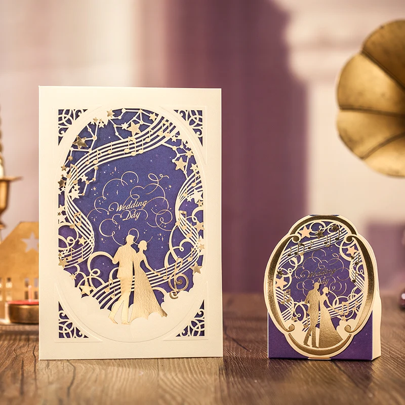 Новый фиолетового цвета с цветочным принтом в виде жениха и невесты лазерная