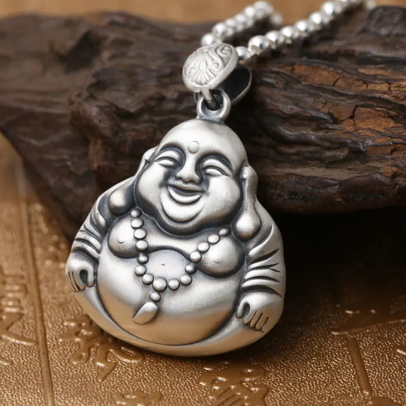 

FNJ 990 Silver Nilovo Pendant Lucky Buddha Hang 100% Original Pure S990 Thai Silver Men Pendants for Women Jewelry Making