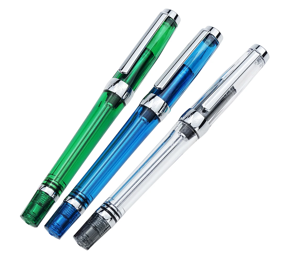 Новая вакуумная авторучка Wing Sung 3013 Wingsung/Paili 013 из смолы, прозрачная Качественная ручка EF/F 0,38/0,5 мм, чернильная ручка, деловой подарок - Цвет: A Set(Paili Logo)