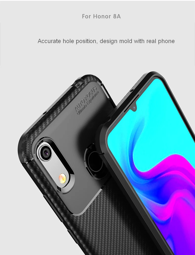 Чехол для huawei Honor 8A чехол волокно Тонкий силиконовый мягкий ТПУ телефон Капа принципиально Fundas для мужчин мужской