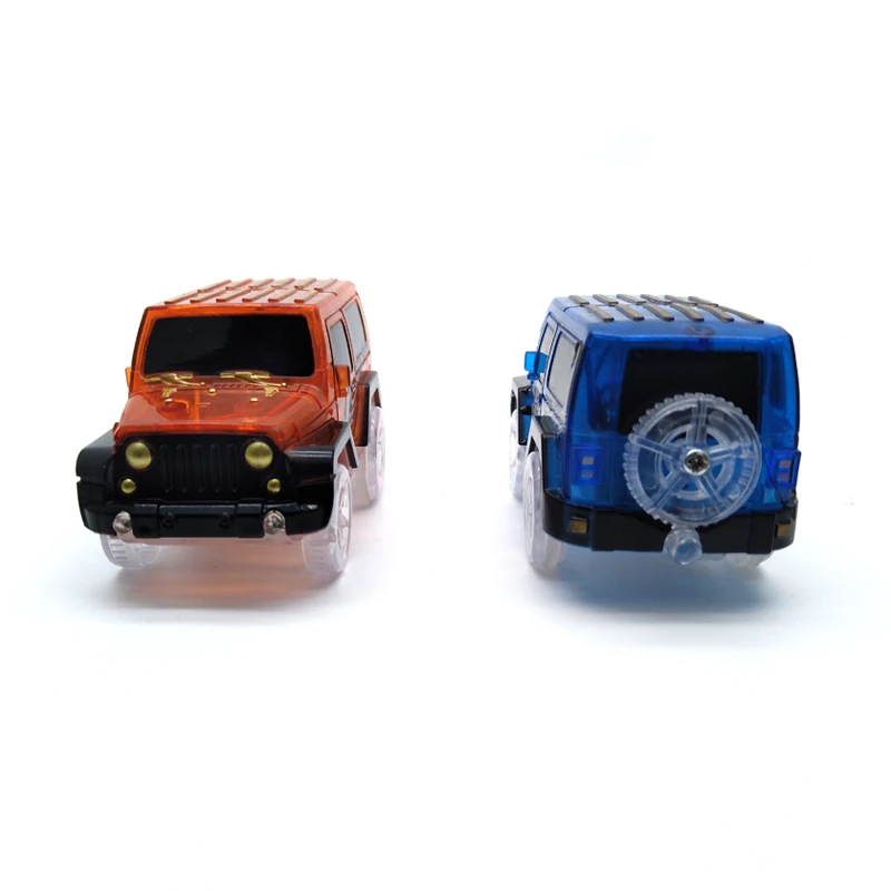 2pcs magic car Светящийся гоночный автомобиль трек Светящиеся в темноте игрушки переулок/туннель/Арка мост автомобиль набор изгиб гибкие автомобили игрушки для детей Brinquedos - Цвет: 2pcs magic car