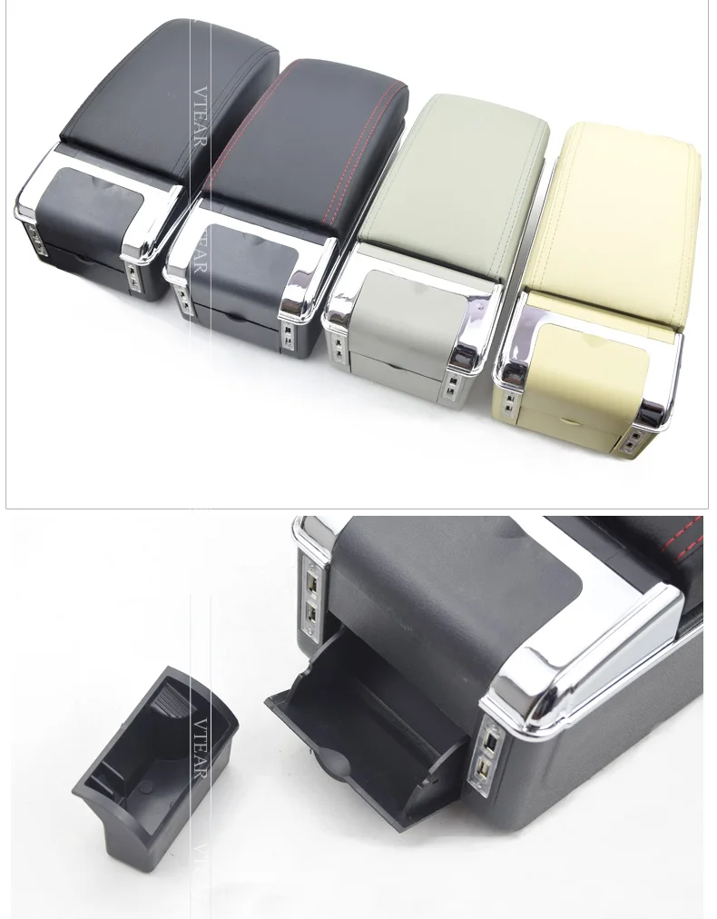 Vtear для PEUGEOT 206 207 Автомобильный подлокотник кожаный подлокотник usb интерфейс коробка для хранения аксессуары центральная консоль украшение
