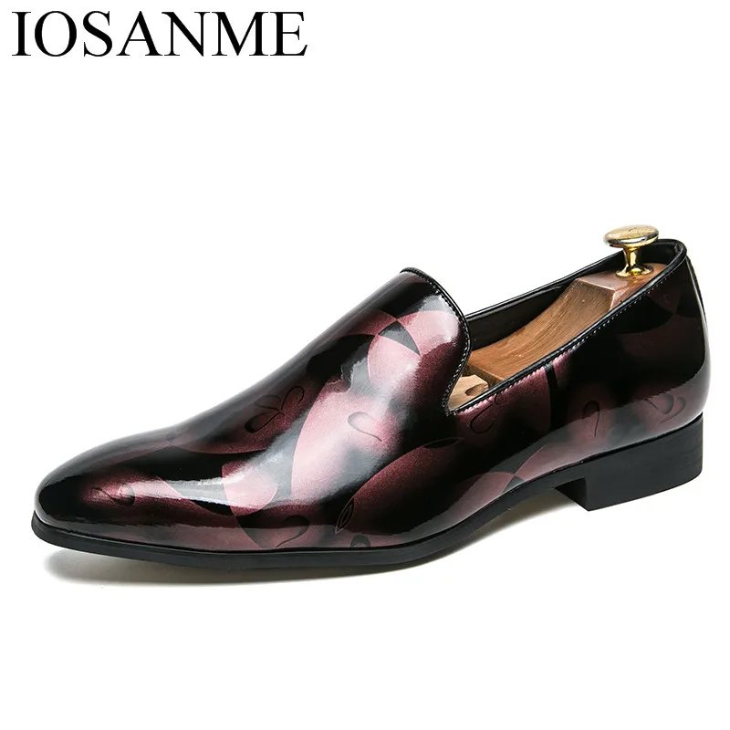 Мужские туфли из лакированной кожи с цветочным принтом|shoes brand|shoes forshoes for men |