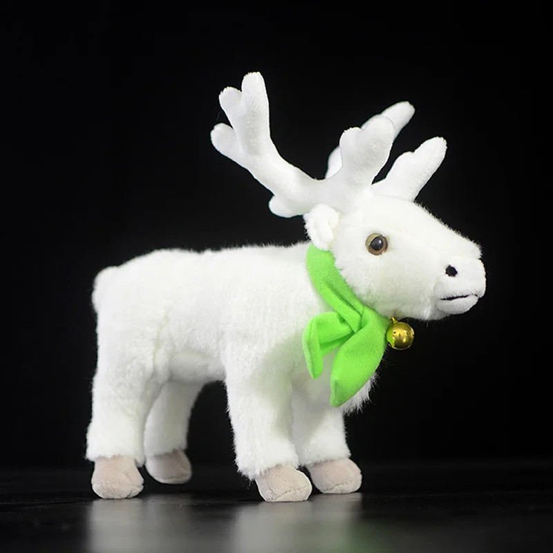 White 24 см прекрасная кукла-олень белая имитация милый рангифер Tarandus Peary Caribou плюшевые игрушки эмуляция животных для детей рождественские подарки - Цвет: White