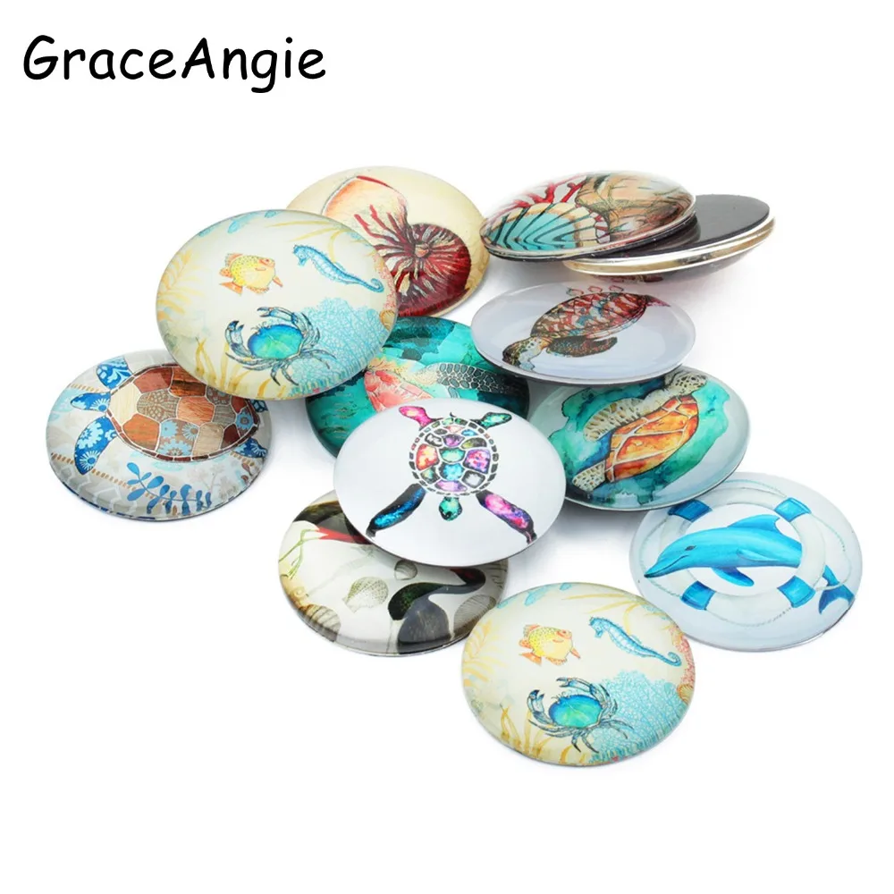 GraceAngie 20 шт. морская черепаха камея кабошон купол Дельфин стеклянный чехол с