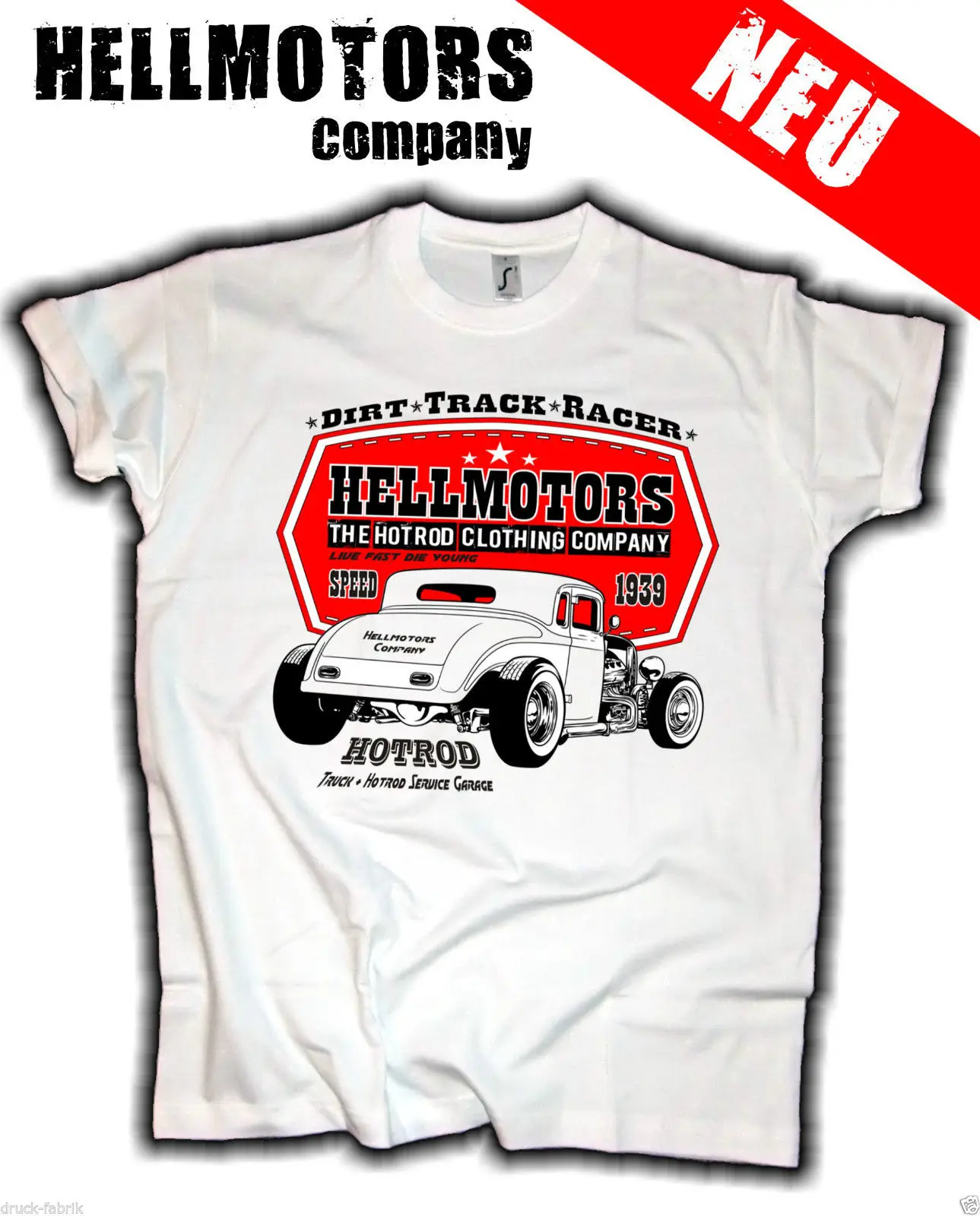 

100% Cotton for Man Shirts Hotrod Shirt Dirt Track Rockabilly Rat Rod US Car V8 Mopar Retro T-Shirt Print Tee Shirts