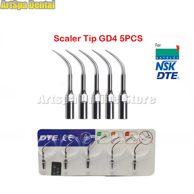 

5pcs GD4 dental scaler tips ultrasonic dental scaler tip GD4 fit for SATELEC NSK DTE