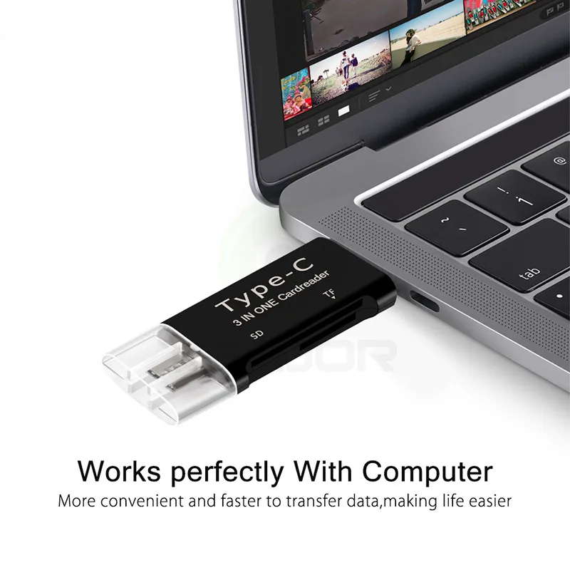 Keajor Портативный Micro USB и Type-C 3 в 1 2 0 OTG кардридер поддержка устройство для чтения