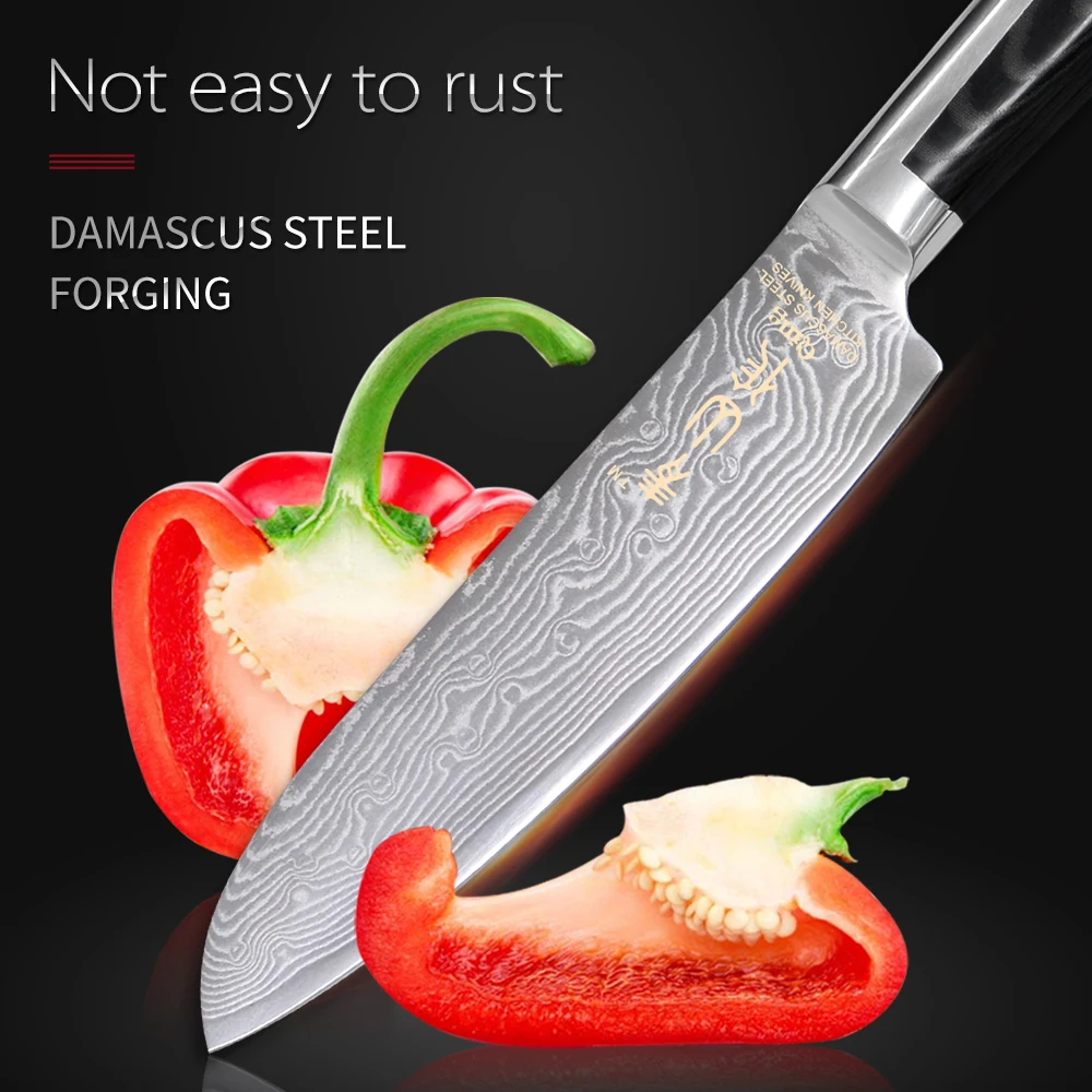 5 дюймовый нож Santoku Qing кухонные ножи подарок 67 слоев VG10 демпфер стальной новый
