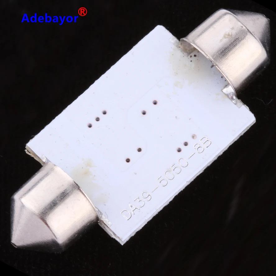 100 шт. Автомобильный интерьер 5050 8 светодиодный SMD Festoon Dome 39 мм светильник LED