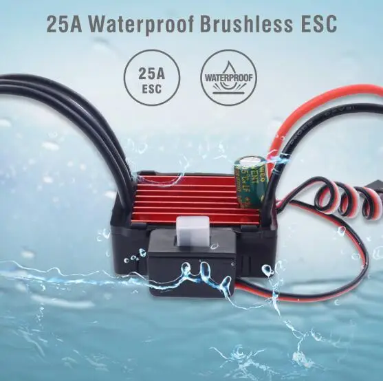 25A ESC Водонепроницаемый 25A 35A 45A 60A 80A 120A 150A ESC бесщеточный, Скорость контроллер для 1/8 1/10 1/12 1/20 RC автомобиль - Цвет: 25A ESC
