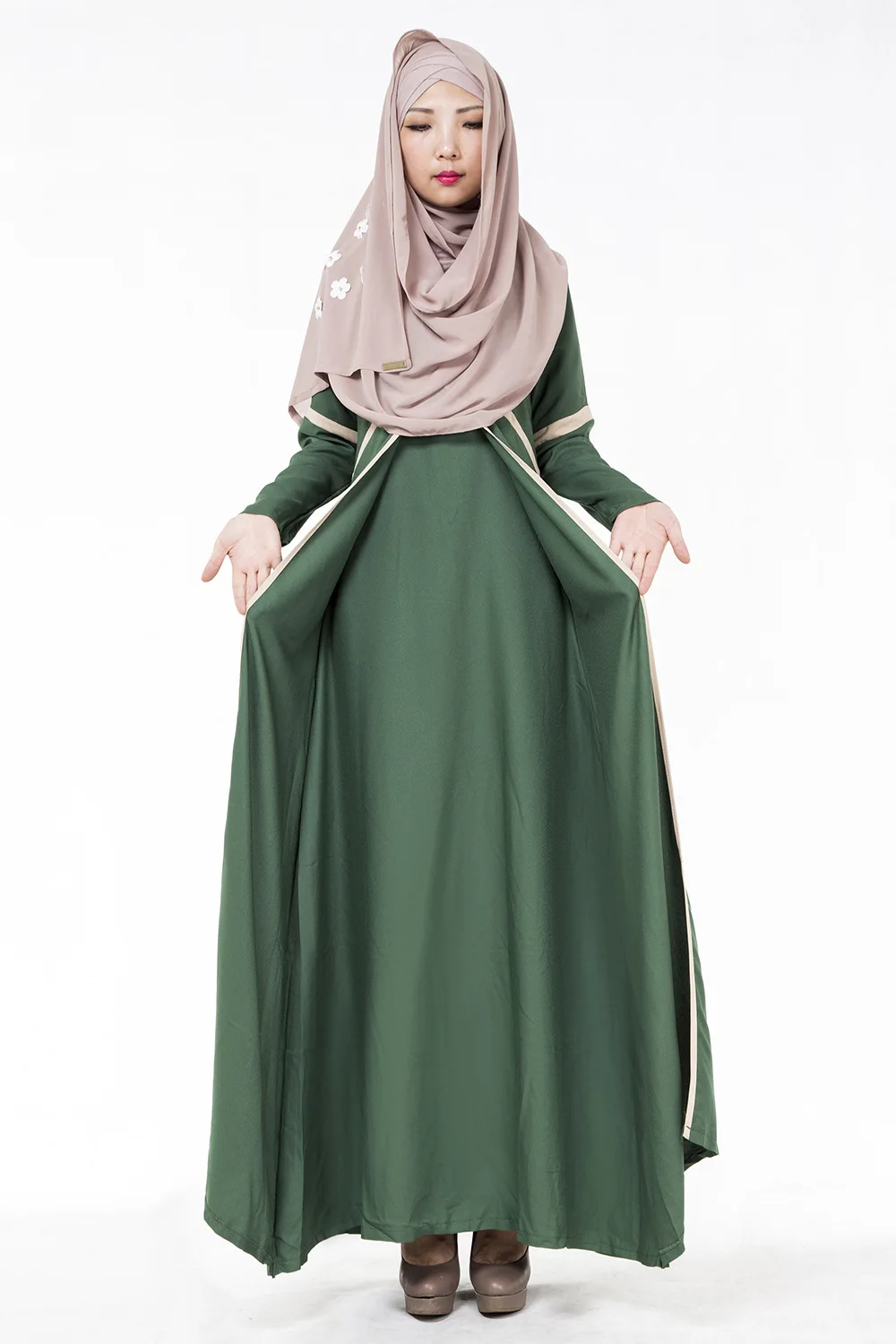 Взрослый мусульманский костюм Девушка длинное платье Праздничная морская