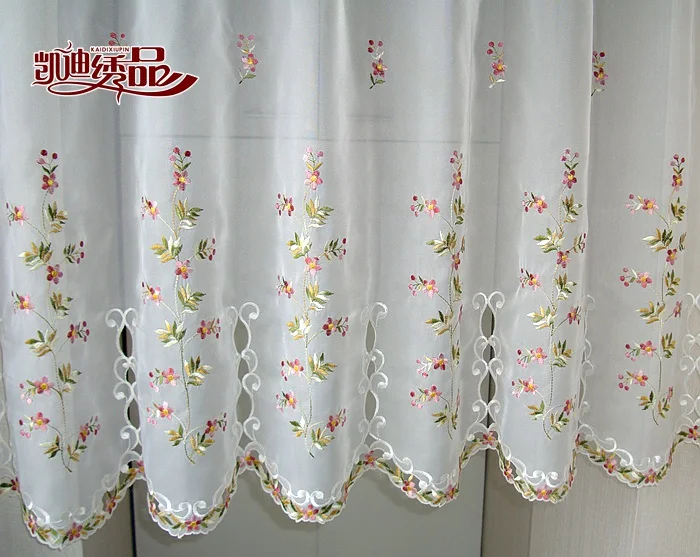 countryside half curtain luxurious embroidered window valance wear tube lace hem coffee curtain for kitchen cabinet door a 113 free global shipping