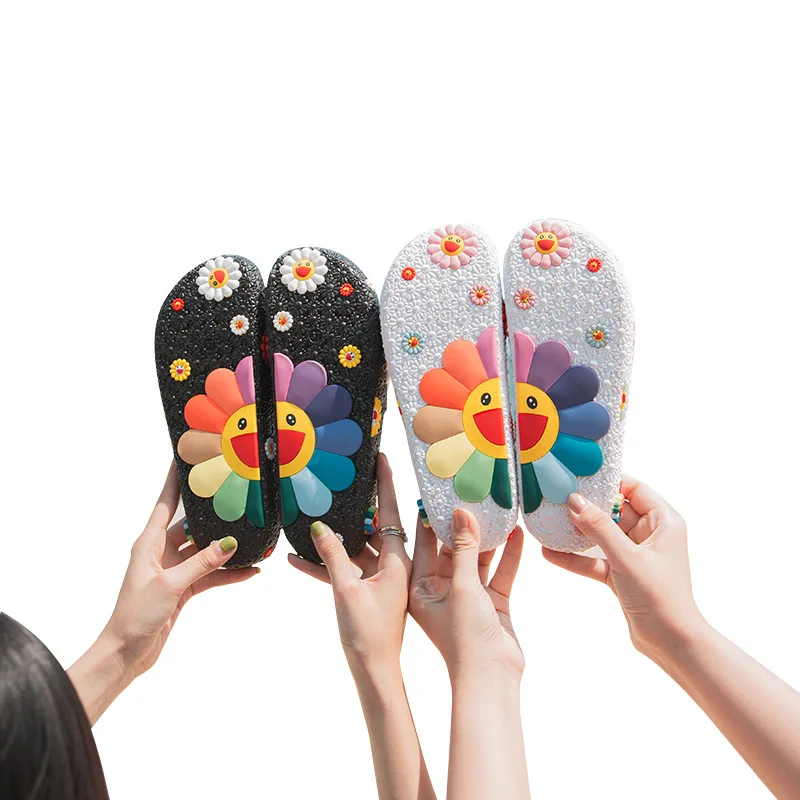 2019 Summer Cute Slippers New Fashion Flower Flat Women Sliders Shoes Woman White Sandals Ladies Girls Sandalias Slides Chinelos | Обувь