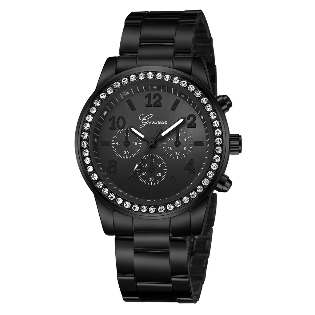 Модные Geneva мужские часы из нержавеющей стали для отдыха Женские кварцевые