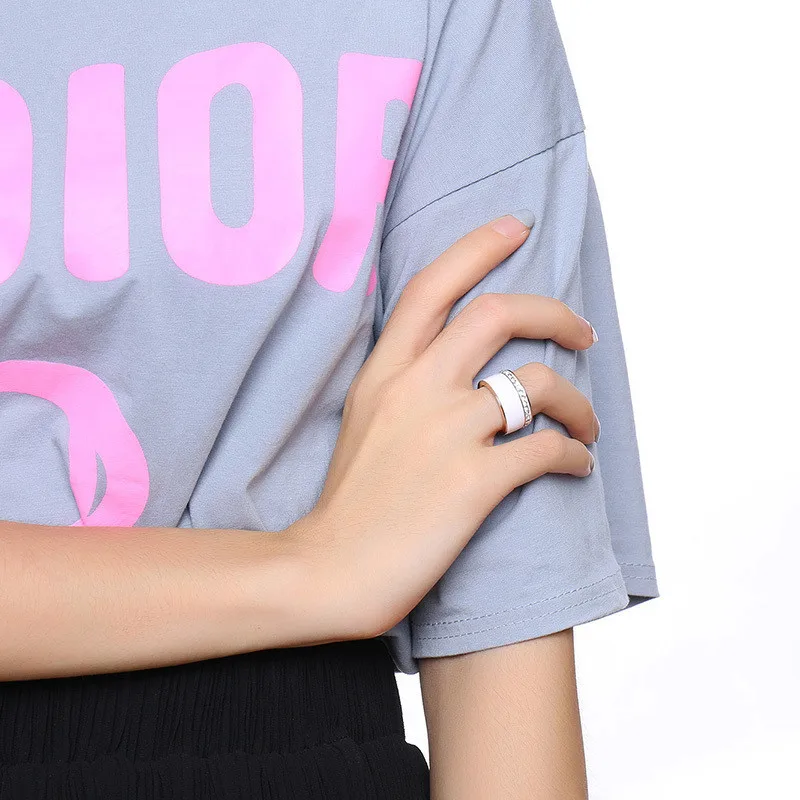 Женское кольцо из нержавеющей стали под розовое золото с фианитами|chunky rings|rings for