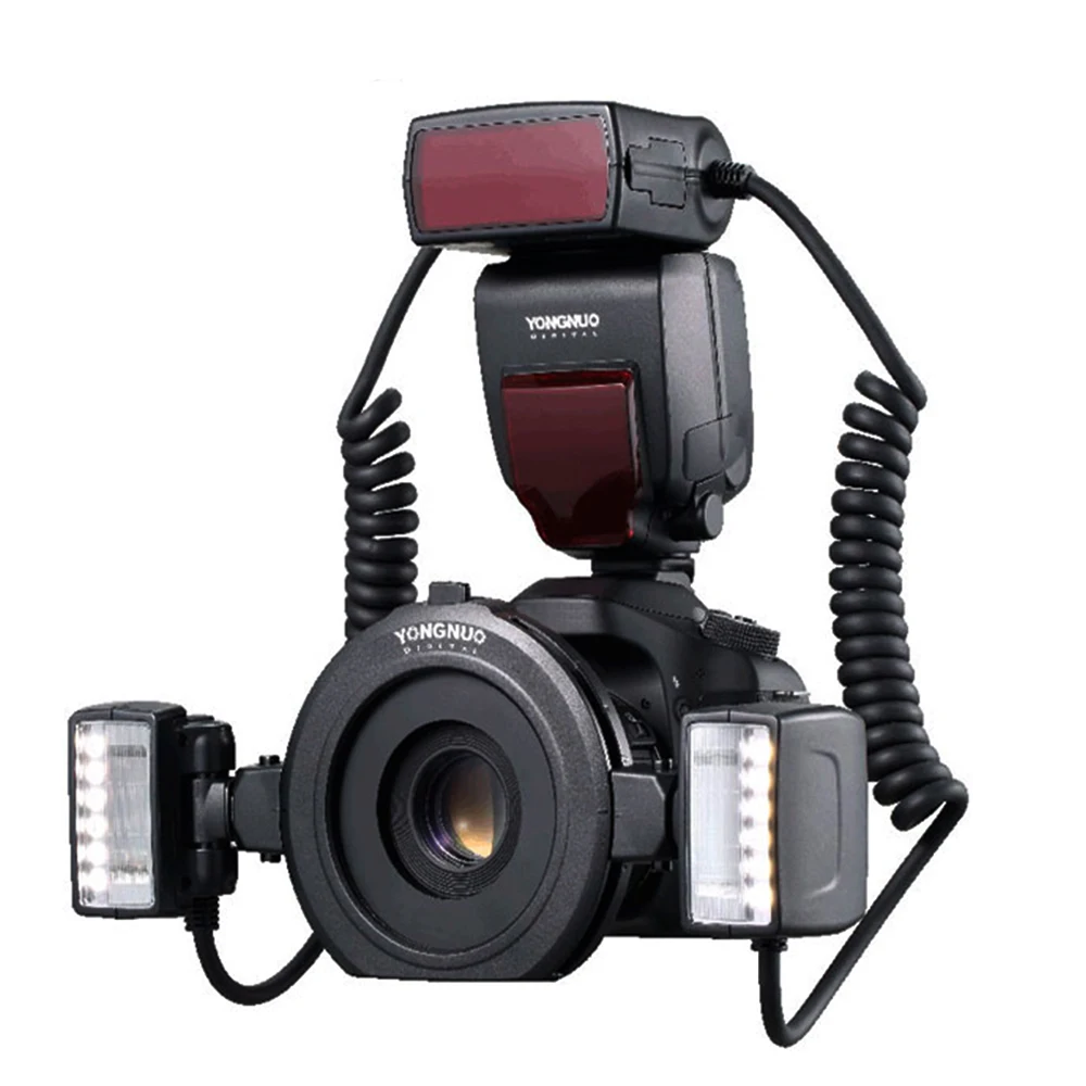 Макросъемка Yongnuo YN24EX E TTL вспышка с двойной головкой + 4 переходных кольца для камер