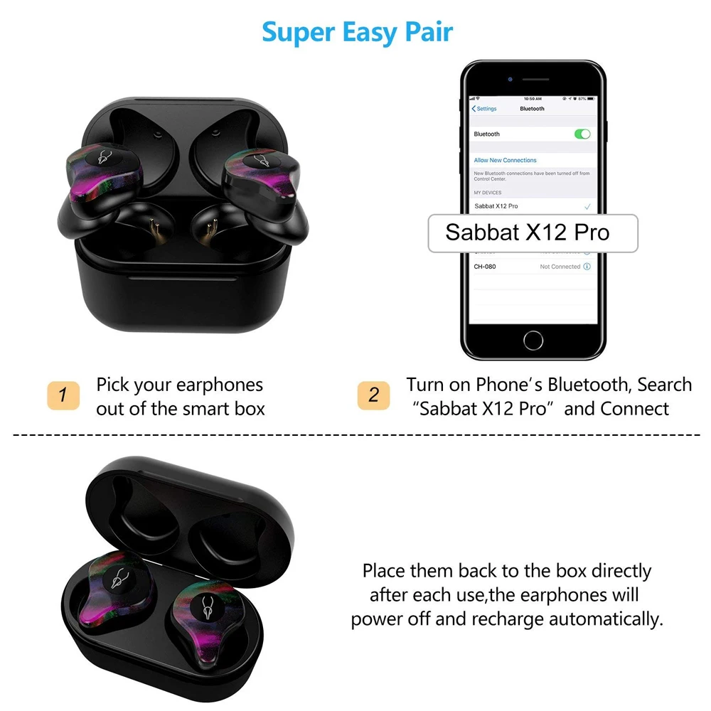 RGLM Оригинал Sabbat X12pro 3D стерео звук V5.0 Bluetooth наушники невидимые настоящие