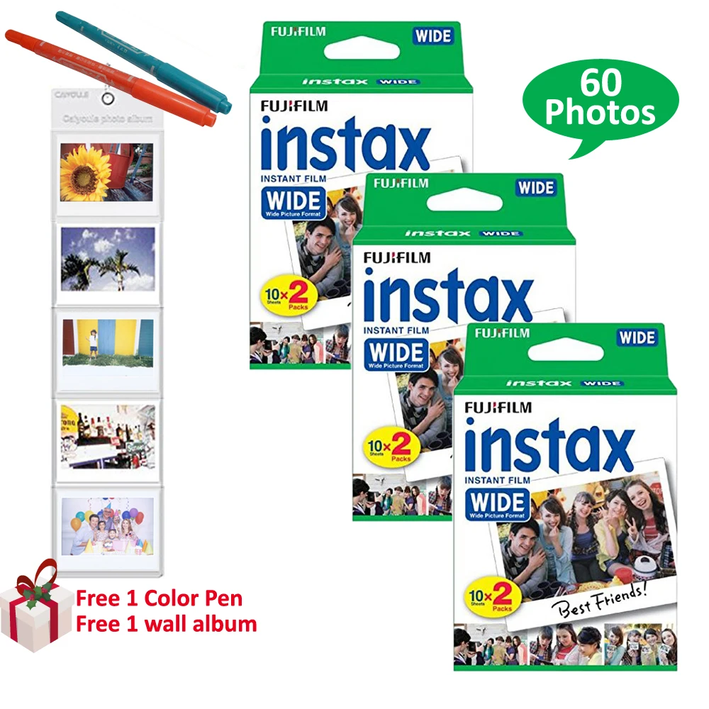 

Genuine Fujifilm Instax Wide Film 60 Sheets White Photo For Fuji Instant Polaroid Photo Camera 300 200 210 100 + Free Gifts