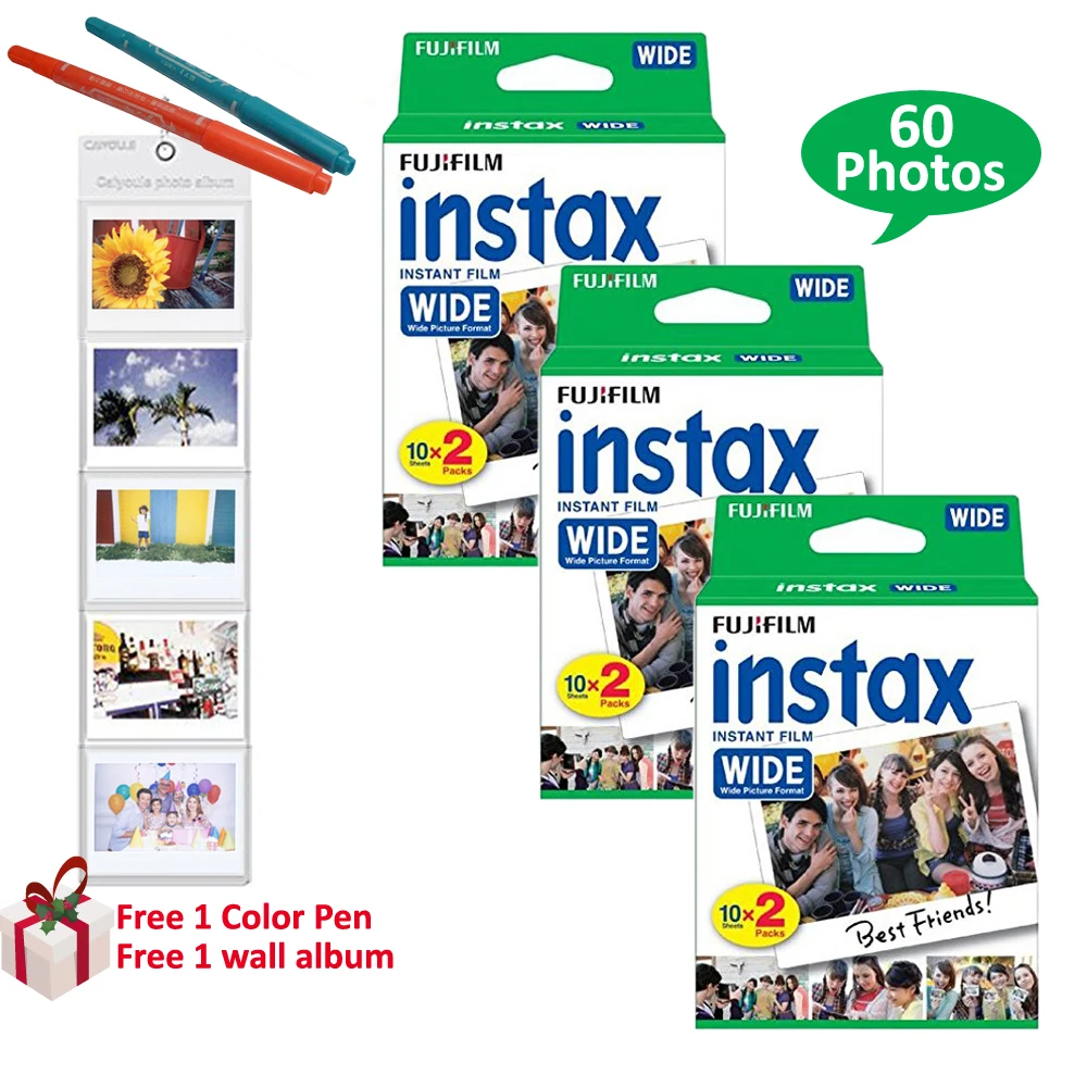 Оригинальная пленка Fujifilm Instax 60 листов белая фотопленка для Fuji Instant Polaroid