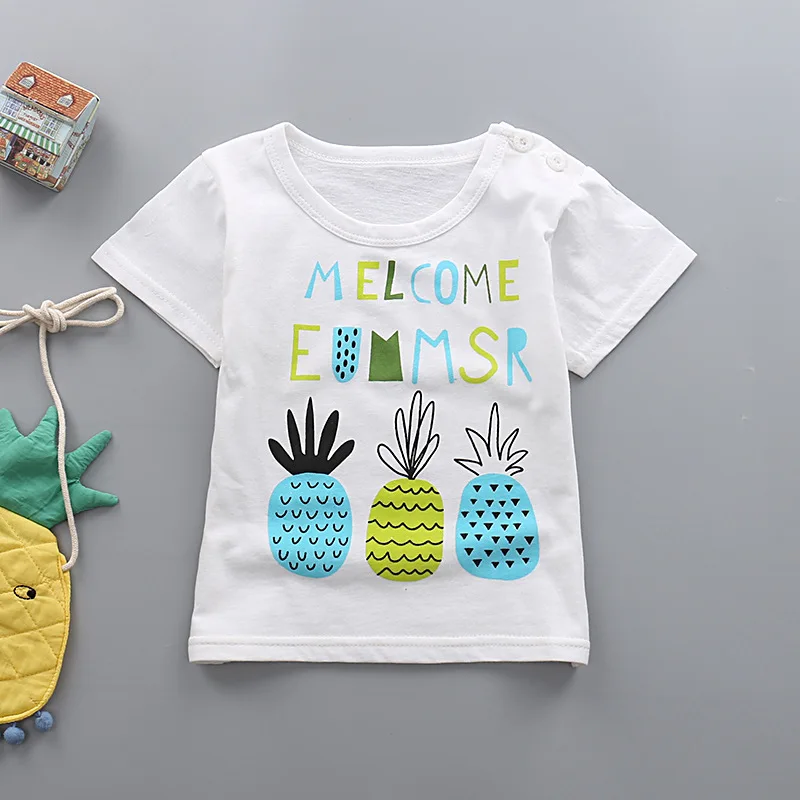 Baby Boy Tshirt Summer 2018 Children's Shirts Short Sleeve White Top Toddler Infant Tops Cotton Kids Clothes | Детская одежда и