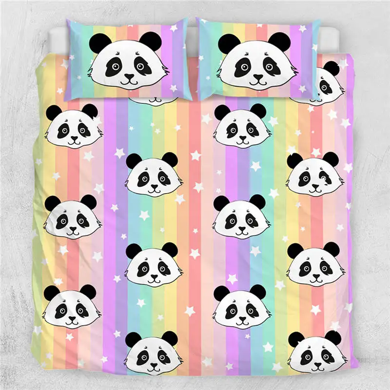 Panda7 Постельные принадлежности Outlet панда домашний текстиль пододеяльник с наволочкой чехол мультфильм Радуга Комплект постельного белья животное Дети Подростки Постельное белье queen 3 шт - Color: Panda7