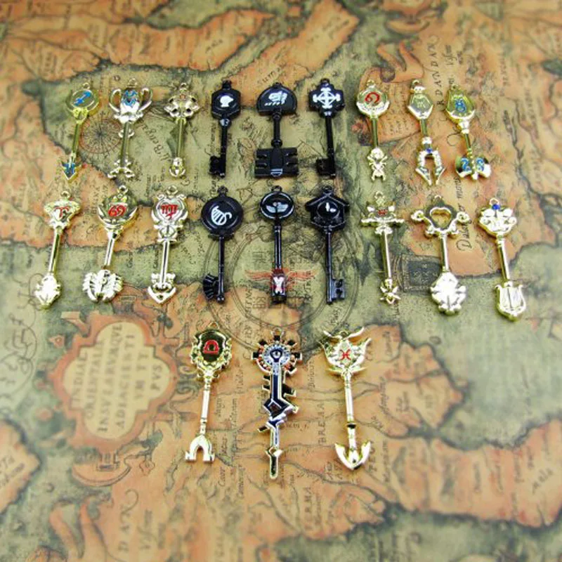 Набор ключей с сказочным хвостом из 21 шт золотой зодиак косплей ожерелье в виде